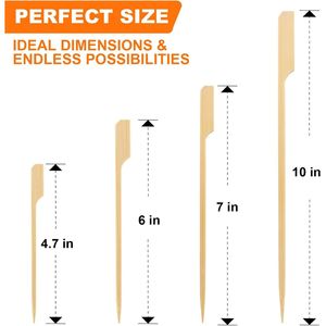 Brochetas de Bambú de 4.7 Pulgadas para Aperitivos, 300 Unidades, Brochetas de Madera Planas, Palillos Largos para Cócteles, Palillos Decorativos para Barbacoa - Product Image 2