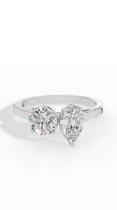 Toi Et Moi Pear And Round Cut Moissanite Two Stone <b>Ring</b> 0.71CT Each original <b>925</b> <b>Silver</b> for Women Anniversary Gift For Partners - Product Image 1