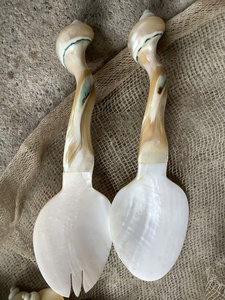 Cuillère artisanale de luxe vietnamienne en argent plaqué, à long manche, fabriquée à partir de coquillages naturels variés - Product Image 6