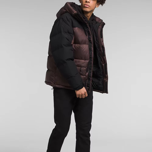 Men Hooded Puffer <b>Jacket</b> Color Blocking Windproof Polyester Winter Coat Casual Outdoor Wear Regular Fit Thick <b>Padding</b> Zipper - Product Image 3