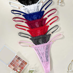 Tanga Sexy de Encaje para Mujer Estilo Salvaje, Ropa Interior de Talle Bajo con Cobertura Mínima, Venta al por Mayor - Product Image 1
