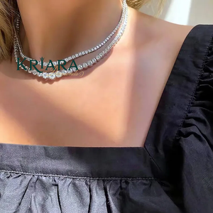 Collar de tenis de moissanita de plata S925 con baño de rodio, corte brillante redondo, engaste de garras, joyería de lujo para mujer - Product Image 4