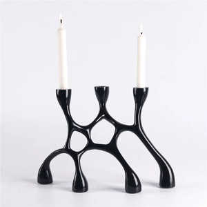 Wholesale <b>Black</b> Powder Coated Aluminum 4 Arm Eco-Friendly <b>Candlestick</b> Holder Home Wedding Christmas Decoration Customizable Size - Product Image 4