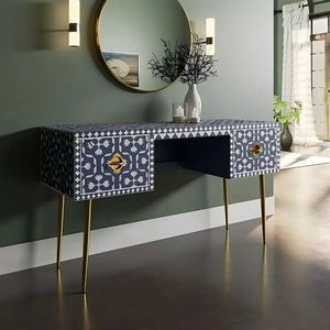 Modern Bone Inlay <b>Console</b> <b>Table</b> With Artistic Handmade Pattern Luxury Decorative Furniture For Hotel Interiors - Product Image 1