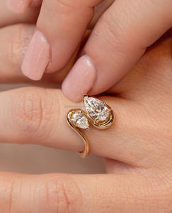 Igi/gia แล็บตัดเพชรวินเทจ14K สีเหลืองแหวนแต่งงาน/งานหมั้นใส่ได้ทั้งชายและหญิงสีขาวทองคุณภาพดีสำหรับงานปาร์ตี้ครบรอบ-คุ้มค่า - Product Image 1