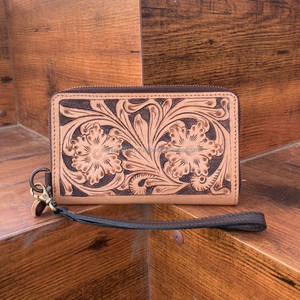 Cartera de cuero hecha a mano para mujer, monedero Continental con cremallera, tarjetero, cartera larga Vintage marrón occidental, regalos para ella - Product Image 4