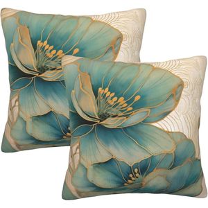Fodere per cuscini decorativi con foglie turchesi, confezione da 2, federe per cuscini decorativi per divano, casa, soggiorno, camera da letto - Product Image 1