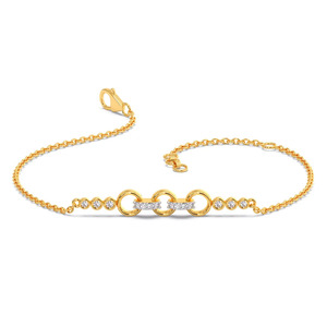 Bracelet Triple Orbit Bar Diamond avec chaîne en or jaune et design à accent rond symétrique - Product Image 1