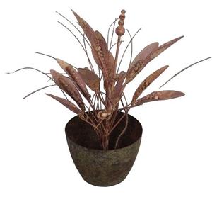 Pot de fleurs et de feuilles de couleur naturelle, art métallique moderne fait à la main, décoration murale pour la maison et le jardin, décoration extérieure - Product Image 6