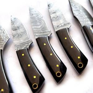 En stock : Lot de 8 couteaux à lame pleine en acier Damas, fabriqués à la main, de 5 et 6 pouces, OEM, à prix abordable - Product Image 2