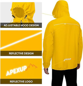 <b>Men</b>’s Ultra-<b>Lightweight</b> Packable Windbreaker – Waterproof Emergency Shell with Integrated Travel Pouch Softshell <b>Jacket</b> - Product Image 2