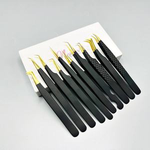 ชุดแหนบต่อขนตาสแตนเลสขายดี  เคลือบผงสีดำ ชุบทองพลาสมา ปลายแหลม น้ำหนักเบา - Product Image 1