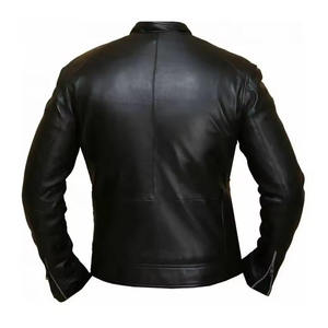 Premium Men's Black Real Leather <b>Jacket</b> Slim Fit Motorcycle Biker Coat Stand Collar Casual Windbreaker Wholesale Custom <b>Jacket</b> - Product Image 2
