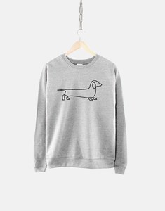 Sudadera Minimalista con Estampado de Perro Salchicha, Sudadera Premium de Cuello Redondo, Felpa de Algodón, Estilo Casual Urbano, Personalizable OEM - Product Image 5
