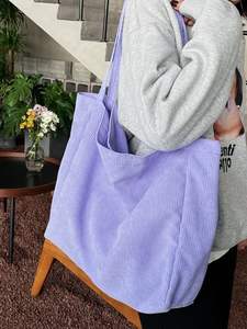 Sac fourre-tout en toile de coton blanc pour femme, sac à main réutilisable pour les courses, la plage, les voyages, grande capacité, sac fourre-tout écologique uni - Product Image 3