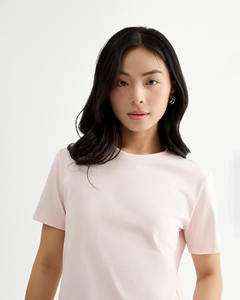 Camiseta de Verano Casual de Alta Calidad para Mujer, Manga Corta, Bordada, Color Sólido, Algodón, Corte Ajustado, Transpirable, de Secado Rápido - Product Image 5