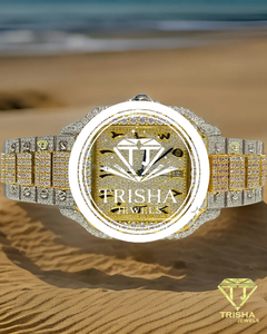Two Tone Moissanite Diamond Watch 925 Sterling Silver Iced Out Square Dial <b>Wristwatch</b> Gift for Men Women - Product Image 1