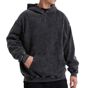 Sudaderas con capucha para hombre con logotipo personalizado e impresión de algodón de gran tamaño Unisex con lavado ácido desgastado de peso pesado 2026 - Product Image 1