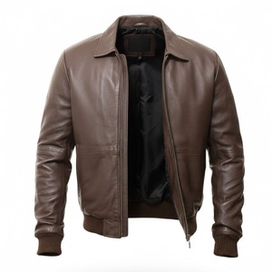 Chaqueta de Cuero para Motociclista, Estilo Casual, Ajustada, Elegante, Color Marrón, Personalizada, de Alta Calidad OEM, en Oferta, para Hombre - Product Image 1