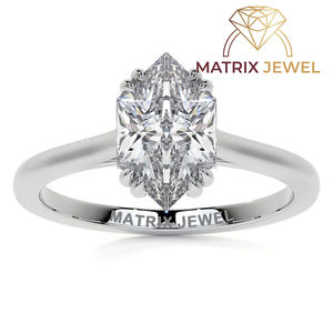 Anillo de plata con forma de hexágono de diamante de moissanita de corte Marquesa holandés regalo para ella - Product Image 6