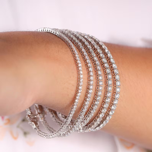 Pulseras de tenis de diamantes de talla brillante redonda de oro blanco de 9K con baño de rodio para mujer, engaste de canal, joyería de lujo para bodas - Product Image 2