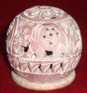 Natural Soapstone <b>Black</b> Color Handmade Candle Holder for Home And Diwali Festival Decoration Gifting Purpose Manufacture Export - Product Image 2