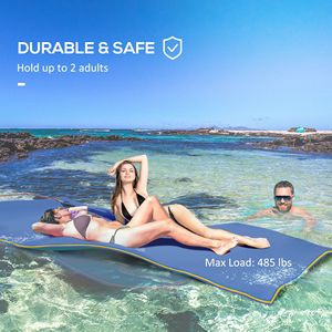 Tapis aquatique flottant bleu en forme de nénuphar de 9 x 6 pieds pour 2 adultes, idéal pour lac, piscine, océan, plage, bateau, matelas aquatique. - Product Image 3