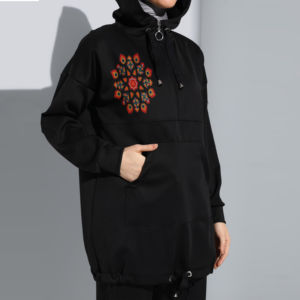 <b>Modest</b> Women Muslim Sportswear <b>Set</b> Custom Logo Top Pants 2-Piece Gym Wear Solid Color Tracksuit Polyester/Cotton Lightweight - Product Image 3