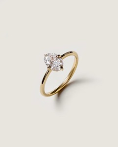 แหวนเพชรทรงรี 1 กะรัต เพชรเลี้ยงในห้องปฏิบัติการ ทองคำขาว 14K ตัวเรือนแบบ NSEW Compass Prong Setting ขนาด 1.6 มม. แหวนเพชรเม็ดเดี่ยวสำหรับผู้หญิง - Product Image 1