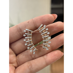 Pendientes de Oro con Flecos y Diamantes Cultivados en Laboratorio, 1.30 Ct, Certificación IGI, Joyería Fina de Diseño, Hipoalergénicos para Mujer - Product Image 3