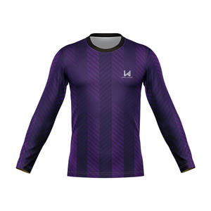 T-shirt personnalisé à manches longues et col rond, séchage rapide, avec logo imprimé dégradé sur le devant, en tissu tissé respirant, décontracté et écologique - Product Image 2