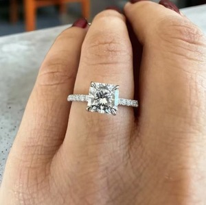 Princess Cut 1.50 Carat Lab Grown <b>Diamond</b> <b>Ring</b> For Women Luxury 925 Sterling Silver Jewelry For Wedding Engagement - Product Image 1