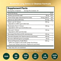 Complément pulmonaire haute puissance pour adultes OEM, vitamine C et D, soutien à la purification respiratoire, santé des bronches, capsules d'extrait naturel de molène