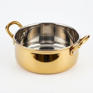 Olla de Acero Inoxidable Redonda, Chapada en Oro, de Lujo, para Calentar y Servir Alimentos, con Tapa, Utensilios de Cocina de Alta Calidad - Product Image 2