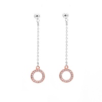 Piercing d'oreille plaqué or Rose, boucles d'oreilles en forme de cercle pour femmes, bijoux de mode, vente en gros, argent 925