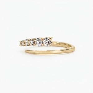 14K Yellow Gold 0.38CT E Color VS1 Open Wedding Band Lab Grown Diamond Bypass Setting Gap Wedding <b>Ring</b> Womens Cuff <b>Stacking</b> Band - Product Image 3