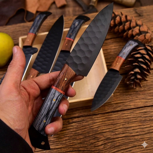 Juego de Cuchillos de Chef de Acero Inoxidable de Cinco Piezas, Mangos Ambidiestros, Hojas con Recubrimiento en Polvo, Diseño Ecológico, Mangos de Madera, 6-7.9 Pulgadas - Product Image 5