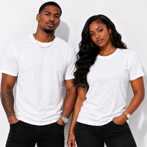 HMR Brotherhood Sisterhood Trending White Crystal Gradient T Shirt เสื้อผ้าสตรีทแวร์ผ้าฝ้ายพรีเมี่ยมสำหรับผู้ชายผู้หญิง - Product Image 1
