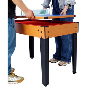 Tavolo Multigioco 5-in-1 Marrone/Rosso con Biliardo, Hockey da Tavolo, Calcio Balilla, Ping Pong e Basket - Product Image 4