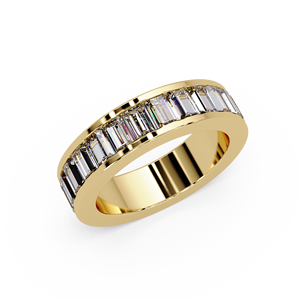Trendy 14K Pure Gold Baguette Cut Lab Grown Diamond Half Eternity Band Channel set Engagement Band For Women <b>Men</b> Fashion Jewelry - Product Image 3