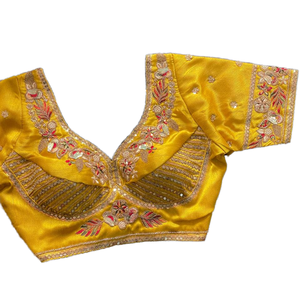 Blusa de algodón Khadi puro de diseñador étnico exclusivo para mujer india chica fiesta nupcial más vendida lista para usar Color amarillo - Product Image 1