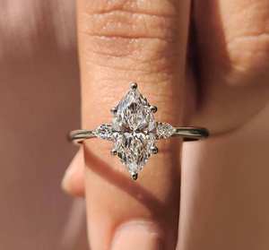 Anillo de Moissanita Personalizado, Oro Blanco de 14K, Corte Marquesa, 1CT, Lujoso, Sin Níquel, Sin Plomo, Anillo de Compromiso Clásico para Minoristas Globales - Product Image 5