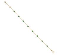 Bracelet chaîne élégant et minimaliste en émeraude véritable, fin et léger, certifié, pour enfants et unisexe, en or