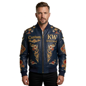 Custom Men's Windproof Eco-Friendly Heated PU Leather Varsity Jacket with Zipper Closure and Plain Embroidery Design - Product Image 5