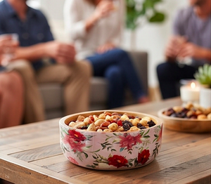 Floral Bamboo <b>Bowl</b> With Succulent Pink Country Style <b>Planter</b> For Home Use And Tableware Serving Use - Product Image 3