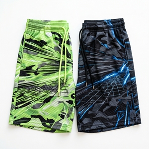 Shorts en maille avec graphisme personnalisé |   Shorts décontractés légers et respirants à séchage rapide, gris fumé bleu cristal, pour la gym et le streetwear - Product Image 5