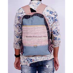 Mochila Artesanal Unisex de Tamaño Mediano, 100% Algodón, Estilo Vintage, Ligera, 20L, Correa de Hombro Arqueada, Cierre de Cremallera y Hebilla - Product Image 4