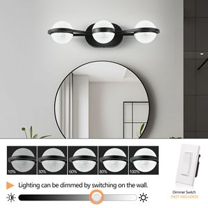 Luminaire de salle de bain à 3 ampoules LED avec abat-jour en acrylique sable cristallin, luminaire décoratif mural pour salle de bain - Product Image 5