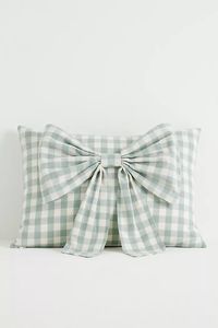 Yellow And Mint <b>Gingham</b> Check Bow <b>Cushion</b> Covers Cotton Pillows Decorative Throw Pillows For Home Bedroom Living Room - Product Image 1
