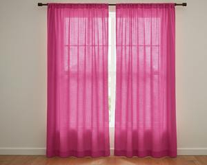 Pink Solid 100% Cotton Rod Pocket <b>Curtain</b> Dust Proof High Shading Eco-Friendly Features-Bohemian Style for Living Room - Product Image 2
